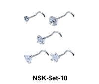 5 Silver Nose Stud Sets NSK-SET-10